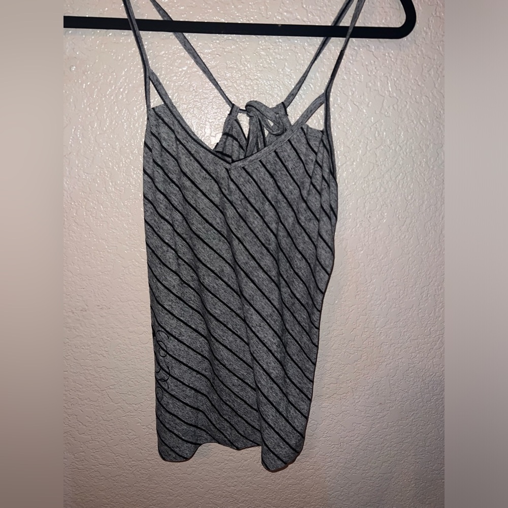 Fox Gray Striped Tie-Back Tank Top